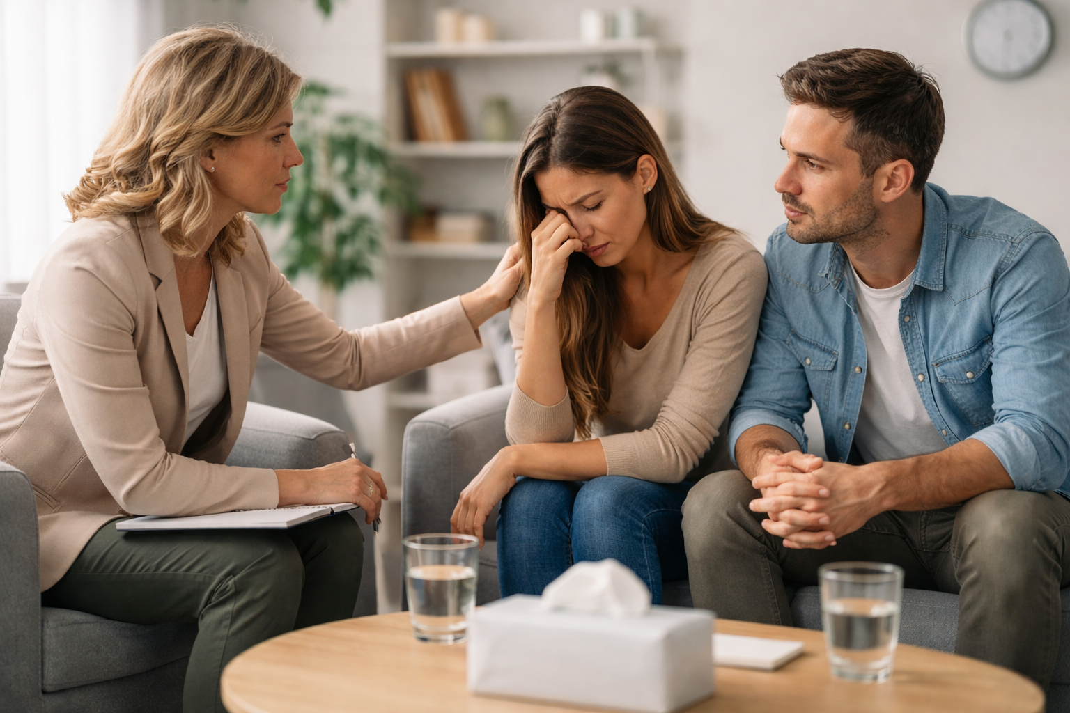 Illustration of a person sitting on a bench, looking at a cloudy sky